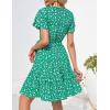 imageZESICA Womens Summer Wrap V Neck Bohemian Floral Print Ruffle Swing A Line Beach Mini DressLakegreen