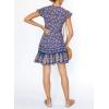 imageZESICA Womens Summer Wrap V Neck Bohemian Floral Print Ruffle Swing A Line Beach Mini DressNavy2