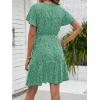 imageZESICA Womens Summer Wrap V Neck Bohemian Floral Print Ruffle Swing A Line Beach Mini DressPalegreen
