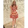 imageZESICA Womens Summer Wrap V Neck Bohemian Floral Print Ruffle Swing A Line Beach Mini DressPeach