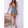 imageZESICA Womens Summer Wrap V Neck Bohemian Floral Print Ruffle Swing A Line Beach Mini DressVintagegreen