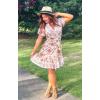 imageZESICA Womens Summer Wrap V Neck Bohemian Floral Print Ruffle Swing A Line Beach Mini DressWhite