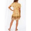 imageZESICA Womens Summer Wrap V Neck Bohemian Floral Print Ruffle Swing A Line Beach Mini DressYellow