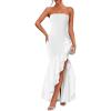 imageZESICA Womens 2025 Summer Strapless Bodycon Maxi Dress Ribbed Sexy High Split Mermaid Prom Party DressesWhite