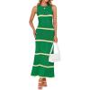 imageZESICA Womens Crochet Hollow Out Dress 2025 Summer Sleeveless Striped Coverup Sundress Beach Long Maxi DressesGreen
