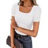 imageZESICA Womens Short Sleeve Square Neck T Shirts 2025 Summer Slim Fit Casual Basic Business Work Tee TopsWhite