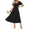 imageZESICA Womens Summer Boho Floral Midi Dresses 2025 Casual Short Sleeve Square Neck Flowy Beach Vacation Long DressBlack