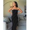 imageZESICA Womens 2025 Strapless Bodycon Dress Sexy Off Shoulder Mesh Tassel Ruffle Side Split Tube Party Maxi DressesBlack