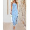 imageZESICA Womens 2025 Strapless Bodycon Dress Sexy Off Shoulder Mesh Tassel Ruffle Side Split Tube Party Maxi DressesBlue