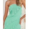 imageZESICA Womens 2025 Strapless Bodycon Dress Sexy Off Shoulder Mesh Tassel Ruffle Side Split Tube Party Maxi DressesMint