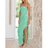 imageZESICA Womens 2025 Strapless Bodycon Dress Sexy Off Shoulder Mesh Tassel Ruffle Side Split Tube Party Maxi DressesMint