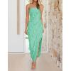 imageZESICA Womens 2025 Strapless Bodycon Dress Sexy Off Shoulder Mesh Tassel Ruffle Side Split Tube Party Maxi DressesMint