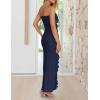 imageZESICA Womens 2025 Strapless Bodycon Dress Sexy Off Shoulder Mesh Tassel Ruffle Side Split Tube Party Maxi DressesNavy