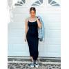 imageZESICA Womens 2025 Summer Bodycon Midi Dress Casual Sleeveless Square Neck Side Slit Knit Vacation Long DressesBlack