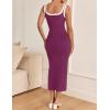 imageZESICA Womens 2025 Summer Bodycon Midi Dress Casual Sleeveless Square Neck Side Slit Knit Vacation Long DressesFuchsia