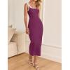imageZESICA Womens 2025 Summer Bodycon Midi Dress Casual Sleeveless Square Neck Side Slit Knit Vacation Long DressesFuchsia