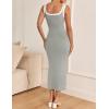 imageZESICA Womens 2025 Summer Bodycon Midi Dress Casual Sleeveless Square Neck Side Slit Knit Vacation Long DressesGrey
