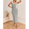 imageZESICA Womens 2025 Summer Bodycon Midi Dress Casual Sleeveless Square Neck Side Slit Knit Vacation Long DressesGrey