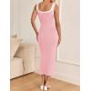 imageZESICA Womens 2025 Summer Bodycon Midi Dress Casual Sleeveless Square Neck Side Slit Knit Vacation Long DressesPink