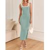 imageZESICA Womens 2025 Summer Bodycon Midi Dress Casual Sleeveless Square Neck Side Slit Knit Vacation Long DressesSage