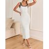 imageZESICA Womens 2025 Summer Bodycon Midi Dress Casual Sleeveless Square Neck Side Slit Knit Vacation Long DressesWhite