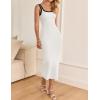 imageZESICA Womens 2025 Summer Bodycon Midi Dress Casual Sleeveless Square Neck Side Slit Knit Vacation Long DressesWhite