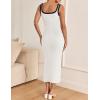 imageZESICA Womens 2025 Summer Bodycon Midi Dress Casual Sleeveless Square Neck Side Slit Knit Vacation Long DressesWhite