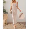 imageZESICA Womens 2025 Summer Casual Square Neck Bodycon Midi Dresses Spring Sleeveless Side Slit Knit Beach Vacation Long DressApricot
