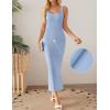 imageZESICA Womens 2025 Summer Casual Square Neck Bodycon Midi Dresses Spring Sleeveless Side Slit Knit Beach Vacation Long DressBlue