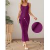 imageZESICA Womens 2025 Summer Casual Square Neck Bodycon Midi Dresses Spring Sleeveless Side Slit Knit Beach Vacation Long DressFuchsia