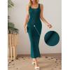 imageZESICA Womens 2025 Summer Casual Square Neck Bodycon Midi Dresses Spring Sleeveless Side Slit Knit Beach Vacation Long DressGreen