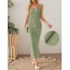 imageZESICA Womens 2025 Summer Casual Square Neck Bodycon Midi Dresses Spring Sleeveless Side Slit Knit Beach Vacation Long DressLightgreen