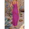 imageZESICA Womens 2025 Summer Ruched Bodycon Dress Sleeveless Backless Ruffle Mermaid Cocktail Wedding Party DressesEggplant