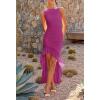 imageZESICA Womens 2025 Summer Ruched Bodycon Dress Sleeveless Backless Ruffle Mermaid Cocktail Wedding Party DressesEggplant