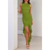 imageZESICA Womens 2025 Summer Ruched Bodycon Dress Sleeveless Backless Ruffle Mermaid Cocktail Wedding Party DressesGreen