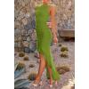 imageZESICA Womens 2025 Summer Ruched Bodycon Dress Sleeveless Backless Ruffle Mermaid Cocktail Wedding Party DressesGreen