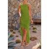 imageZESICA Womens 2025 Summer Ruched Bodycon Dress Sleeveless Backless Ruffle Mermaid Cocktail Wedding Party DressesGreen