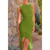 imageZESICA Womens 2025 Summer Ruched Bodycon Dress Sleeveless Backless Ruffle Mermaid Cocktail Wedding Party DressesGreen