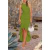 imageZESICA Womens 2025 Summer Ruched Bodycon Dress Sleeveless Backless Ruffle Mermaid Cocktail Wedding Party DressesGreen
