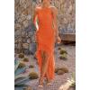 imageZESICA Womens 2025 Summer Ruched Bodycon Dress Sleeveless Backless Ruffle Mermaid Cocktail Wedding Party DressesOrange