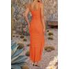 imageZESICA Womens 2025 Summer Ruched Bodycon Dress Sleeveless Backless Ruffle Mermaid Cocktail Wedding Party DressesOrange