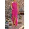 imageZESICA Womens 2025 Summer Ruched Bodycon Dress Sleeveless Backless Ruffle Mermaid Cocktail Wedding Party DressesRose