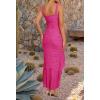 imageZESICA Womens 2025 Summer Ruched Bodycon Dress Sleeveless Backless Ruffle Mermaid Cocktail Wedding Party DressesRose