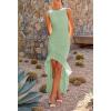 imageZESICA Womens 2025 Summer Ruched Bodycon Dress Sleeveless Backless Ruffle Mermaid Cocktail Wedding Party DressesSage