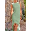 imageZESICA Womens 2025 Summer Ruched Bodycon Dress Sleeveless Backless Ruffle Mermaid Cocktail Wedding Party DressesSage
