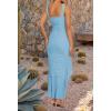 imageZESICA Womens 2025 Summer Ruched Bodycon Dress Sleeveless Backless Ruffle Mermaid Cocktail Wedding Party DressesSky