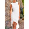 imageZESICA Womens 2025 Summer Ruched Bodycon Dress Sleeveless Backless Ruffle Mermaid Cocktail Wedding Party DressesWhite