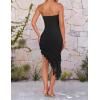 imageZESICA Womens 2025 Summer Strapless Bodycon Tube Dress Sexy Off Shoulder Mesh Irregular Ruffle Backless Party Midi DressesBlack