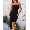 imageZESICA Womens 2025 Summer Strapless Bodycon Tube Dress Sexy Off Shoulder Mesh Irregular Ruffle Backless Party Midi DressesBlack