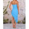 imageZESICA Womens 2025 Summer Strapless Bodycon Tube Dress Sexy Off Shoulder Mesh Irregular Ruffle Backless Party Midi DressesBlue